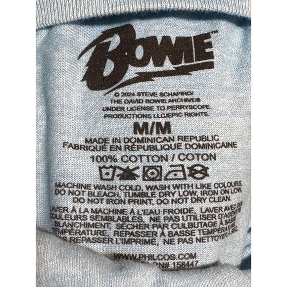 David Bowie Lightning Graphic T-shirt In Light Blue Size Medium - Picture 4 of 4